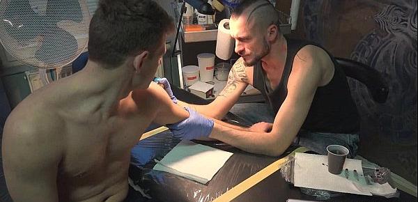  Wild sex for money in a tattoo studio